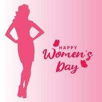 happy women's day in silhouette design vector
