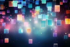 AI generated abstract background with glowing squares and lines. Vector illustration. Eps 10, Abstract background with colorful lights and squares, AI Generated photo