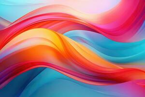 AI generated abstract background with smooth lines in blue, orange and pink colors, Abstract background featuring colorful twisted shapes in motion, AI Generated photo