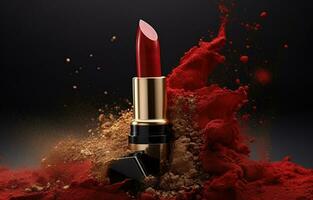 AI generated a small red lipstick is to red dust photo