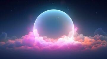 AI generated a circle with colorful cloud lights in the sky photo