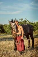 cosaco y su caballo. Ucrania. zaporozhye seg. foto