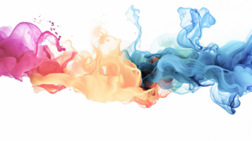 ai generato colorato diverso acqua inchiostro fluente nel astratto movimento su un' trasparente sfondo png