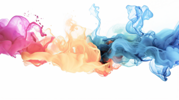 AI generated Colorful different aqua ink flowing in abstract motion on a transparent background png