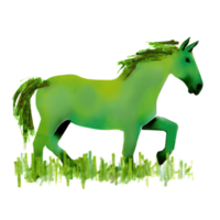 AI generated Green color drawing horse on transparent background png