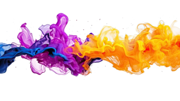 AI generated Colorful different aqua ink flowing in abstract motion on a transparent background png