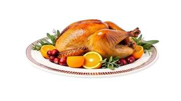 AI generated Organic Homemade Smoked Turkey Dinner for Thanksgiving png