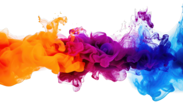 AI generated Colorful violet, orange, and blue marble splash ink expulsion create an transparent  background png