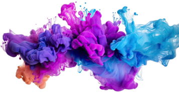 AI generated Colorful different aqua ink flowing in abstract motion on a transparent background png
