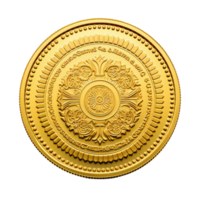 AI generated Antique gold coin isolated on transparent background png