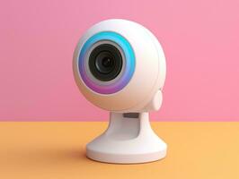 AI generated a white remote security camera is sitting in a rainbow colored background photo