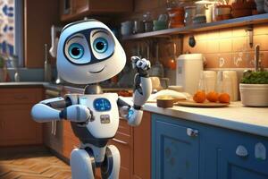AI generated an image of a robot standing in front of the kitchen photo