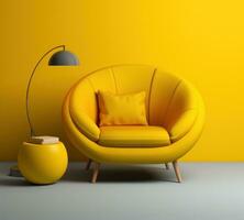 AI generated a yellow sofa and chair are being shown photo