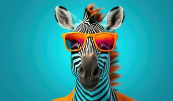 AI generated a zebra is wearing glasses photo