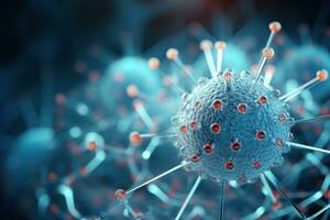 AI generated biological virus in a artificial cell model with metal details photo