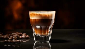 AI generated Espresso in glass shot photo