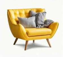 AI generated yellow chair on one of transparent backgrounds photo
