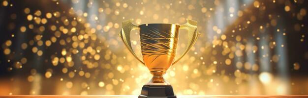 AI generated gold trophy award business photo