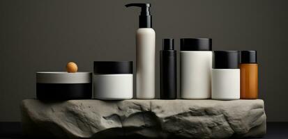 AI generated an assortment of natural skincare products is shown photo