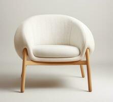 AI generated an image of an upholstered chair with white cushion photo