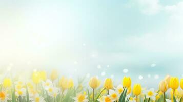 AI generated spring easter background with copy space photo