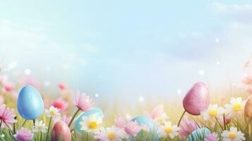 AI generated spring easter background with copy space photo