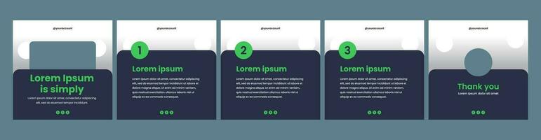set of carousel or microblog templates for social media posts vector