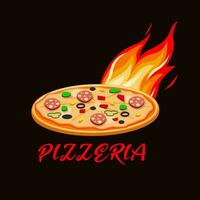 Hot pizza vector logo