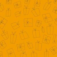 Christmas gift pattern on yellow background vector