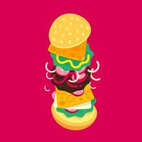 Burger with ingridients vector