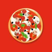 Delicious pizza vector illustration