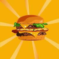 Cheeseburger on yellow background vector