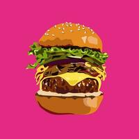 Double hamburger fast food vector illustration