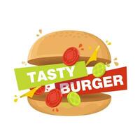 Tasty burger banner vector