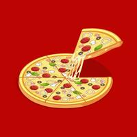 Fresh delicious pizza vector