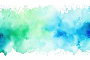 AI generated Abstract green and blue watercolor splash background. Digital art painting, Background with blue and green watercolor paint splashes or blotches with fringe bleed wash, AI Generated photo