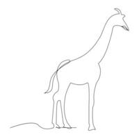 Giraffe one line continuous outline vector art drawing and simple minimalist design