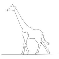 Giraffe one line continuous outline vector art drawing and simple minimalist design