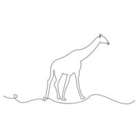 Giraffe one line continuous outline vector art drawing and simple minimalist design