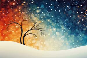 ai generado resumen invierno antecedentes con copos de nieve y árbol. vector ilustración, resumen fiesta fondo, ai generado foto