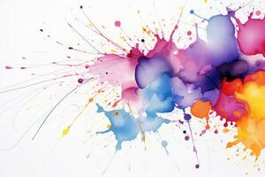 AI generated Colorful watercolor splashes on white background. Vector illustration, Abstract expressionism background with watercolor splashes on a white background, AI Generated photo