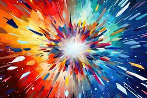 AI generated Abstract colorful explosion background. Vector illustration for your design. EPS10, Abstract geometric background with a design resembling an explosion of power, AI Generated photo