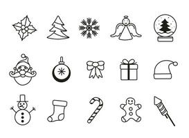 New year icon set many design elements. New Year collection. Thin line design. Vector illustration.