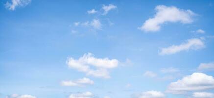 Beautiful blue sky and white cumulus clouds abstract background. Cloudscape background. Blue sky and fluffy white clouds on sunny days. Blue sky and daylight. World Ozone Day. Ozone layer. Summer sky. photo