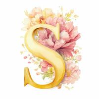 AI generated Creative letter S concept made of fresh yellow and pink peony photo