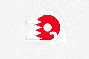 New Year 2024 for Bahrain on snowflake background. vector