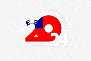 New Year 2024 for Taiwan on snowflake background. vector