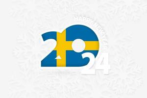 New Year 2024 for Sweden on snowflake background. vector