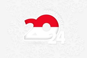 New Year 2024 for Monaco on snowflake background. vector