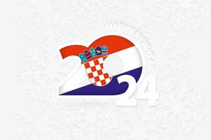 New Year 2024 for Croatia on snowflake background. vector